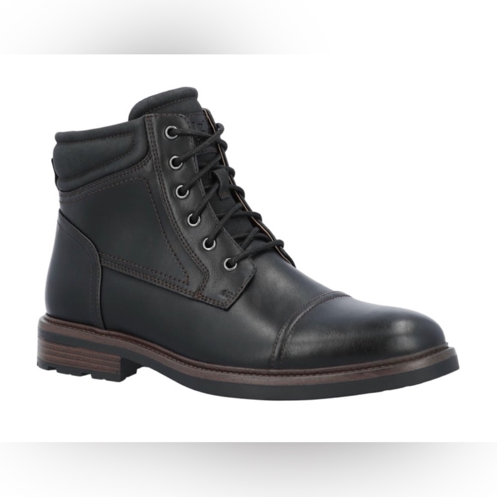 GEORGE Mens Ankle Boots Size 9 Side  Zip Lace Up Comfort Insole Black